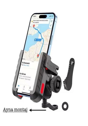 Motosiklet Telefon Tutucu 4-6.9 Gidon Bağlantılı, Titreşim Engelli, Sarsılma Önleyici Siyah