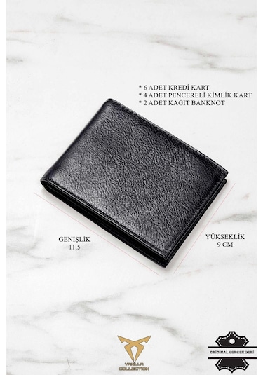 % 100 Hakiki Deri Ergonomik Cüzdan Kartlık Portföy Siyah