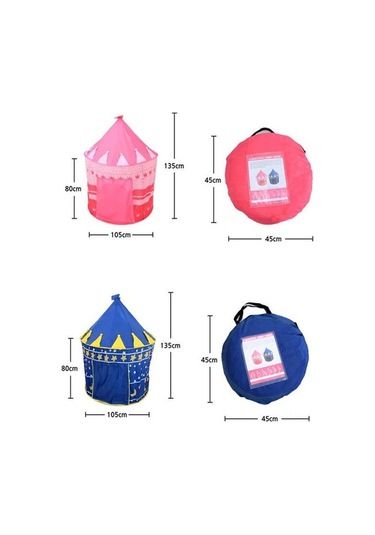 Ebitda Çocuklar İçin Pembe Şato Çadırı - 105x105x135cm Katlanabilir Pembe