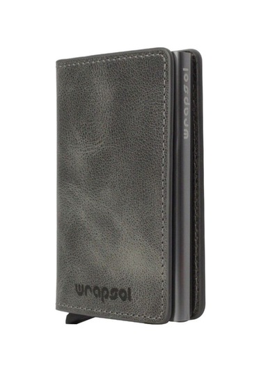 Wrapsol Mekanizmalı Cüzdan Akıllı Kartlık Book Karbon Gri 0 / Füme Füme
