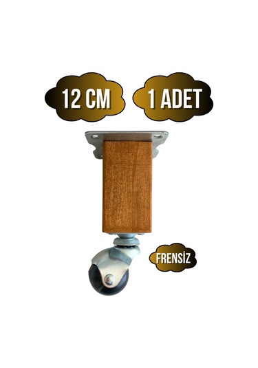 Kale Ahşap Top Tekerli Ayak Mobilya Masa Dolap Tekerli Ayağı Frensiz 12cm Ceviz 1 Adet Kayın Ceviz