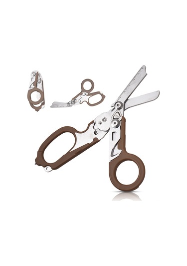 Hfambition Kahverengi Çok İşlevli Çakı Pense, Taşra Kampı İçin Gerekli, Katlanabilir Makas, Cam Kırıcı, Açıcı Ve Ölçü Cihazı