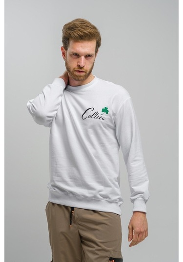 Celtics Önü Ve Arkası Baskılı Düşük Omuz Unisex Bisiklet Yaka Swe