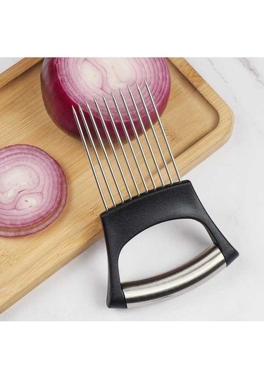 Besthome1 Erkek Mutfak Onion Sabitleyici: Paslanmaz Çelik Soğan Dilimi Tutucu, Kolay Kullanımı, Evde Pratik Kesişme Aracı Diğer