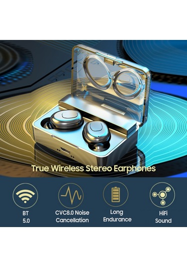 Gerçek Kablosuz Kulaklıklar, Ipx7 Su Geçirmez/ Cvc8.0 Akıllı Gürültü Engelleme/ Mikrofonlu İkili Aramalar İle Spor Müzik Kulaklığı