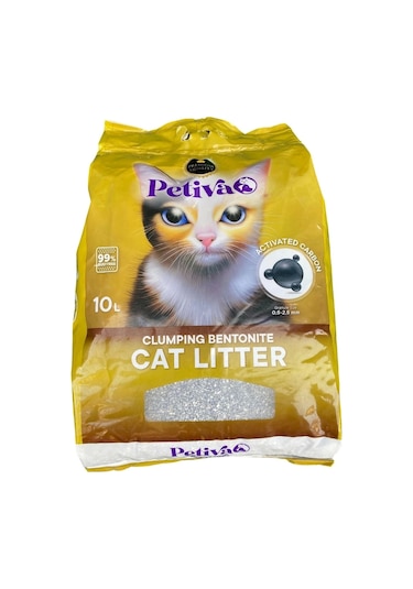 Petiva Aktif Karbon Topaklaşan Bentonit Kedi Kumu 10 L