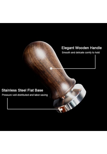 Springsun Stahl-kaffee-tamper Mit Holzgriff, Gleichmäßige Verdichtung, 53mm, Für Reichhaltigen Espresso, Schwarz Siyah