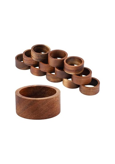 Venturemart 12 Parça Ahşap Peçete Halkaları Yemek Masası Peçete Tutucu Dekoratif Tatil Peçete Halkala