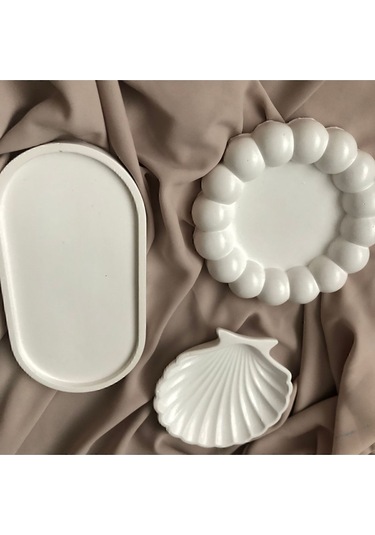 Dekoratif Tabak 3 Lü Oval & Baloncuk Set