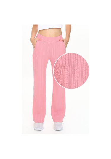 Denokids Kız Çocuk Boru Paça Pembe Basic Eşofman Altı Renkli Pembe