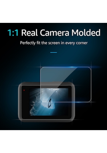 Xiyyadms Telesın 3'lü Cam Ekran Koruyucu - 9h Sertlikli - Gopro Hero 9 Black İçin - Dokunmatik Hassasiyetli - Kolay Kurulum