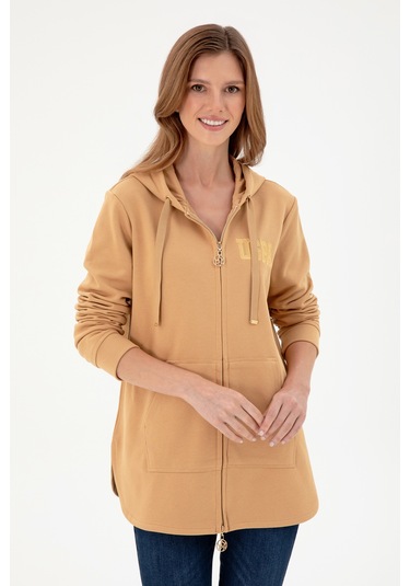U.S. Polo Assn. Kadın Camel Kapüşonlu Sweatshirt 50289545-VR015 U.S. Polo Assn. Kadın Camel Kapüşonlu Sweatshirt 50289545-VR015