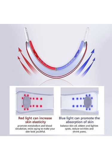 Ruicoo Led Işıklı Yüz Geliştirici Cihazı - 6 Modlu Akıllı V Tipi Gürültü Tedavisi, Kumandalı Yüz Geliştirme Ve Şekillendirme Aleti Mavi