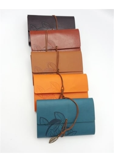 Kişiye Özel Retro Deri Kapaklı Bağcıklı Hatıra Defteri + Kalem