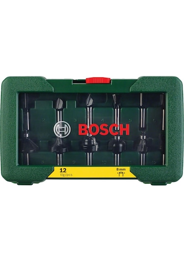 Bosch DIY 8 MM Şaftlı 12 Parça Freze Seti - 2607019466