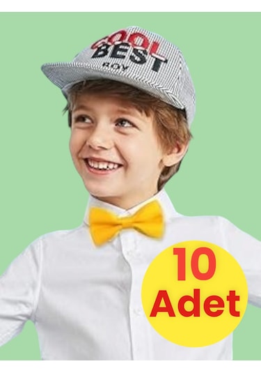 Tezzgelsin Erkek Çocuk Saten Papyon 10 Adet Sarı