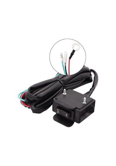 Honmex 12v Atv Elektrikli Vinç Parçası: Rocker Thumb Anahtar, Montaj Braketi, 2.5m Kablolu Röle Kontrolü, Su Geçirmez Abs+nilon