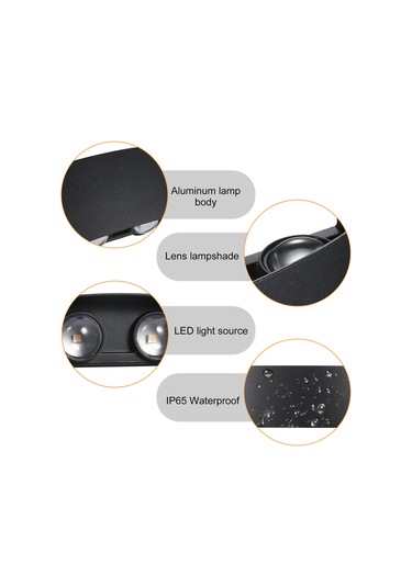 Neoglint Modern Led Duvar Aplikleri 8 W Yukarı Aşağı Siyah