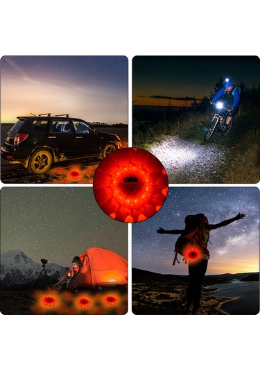 Jeehugo Kırmızı 360 Derece 1,6km Görünürlük 9 Flaş Modlu Tpr-pc Malzeme 12+3 Led'li Araç Yol Yardımı Uyarı Lambası Pil Dahil Değil