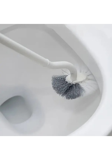 Cordial Ergonomik C Tipi Uzun Saplı Klozet Fırçası - Gri, Yeniden Kullanılabilir