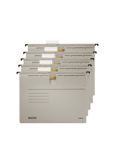 Leitz 1984 Alpha Gri Telli Askılı Dosya (5 Li Paket)