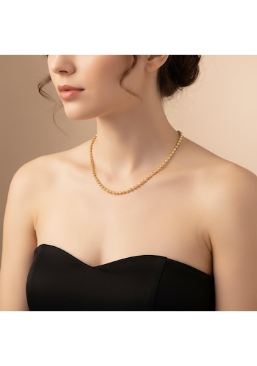Dorika Top Zincir Kolye 45 Cm - Gold Renk - Paslanmaz Çelik Çok Renkli