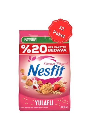 Nesfit Kırmızı Meyveli Gevrek 12 x 400 G