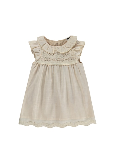 Civil Baby Bebek Yaka Dantelli 6-18 Ay Elbise - Bej