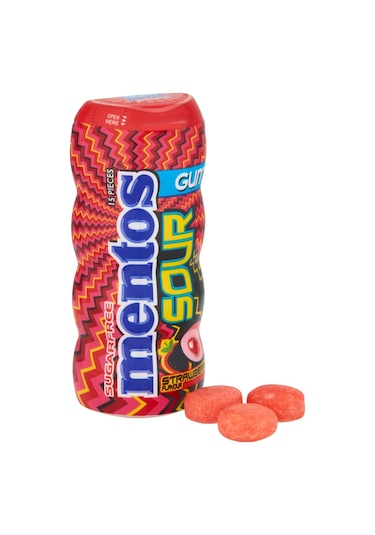 Mentos Sour Çilek Aromalı Şekersiz-tatlandırıcılı Ekşi Draje Sakız 2 x 30 G