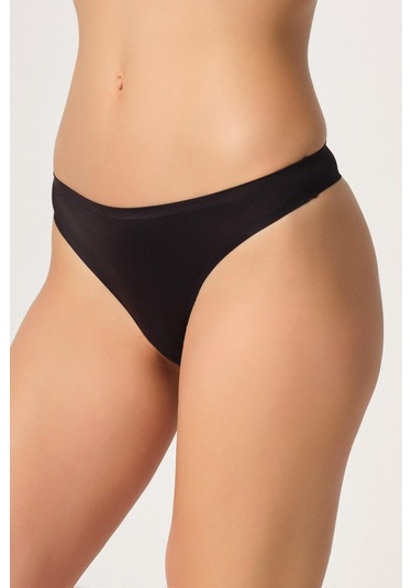 Yapıştırma Lazer Kesim String Külot Siyah Mı 2802-siyah Siyah