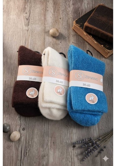 Angora Yün Çorap 3 Adet Set 2