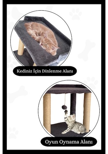 Nursoft Ponponlu Kedi Yatağı Kedi Tırmalama 47 CM