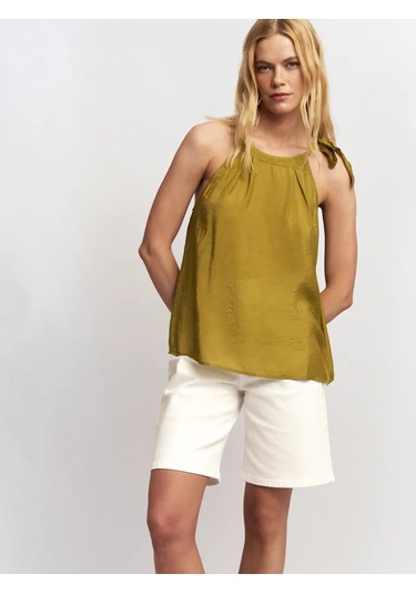 Zolla Kadın Keten Kolsuz Bluz Üst 437028303