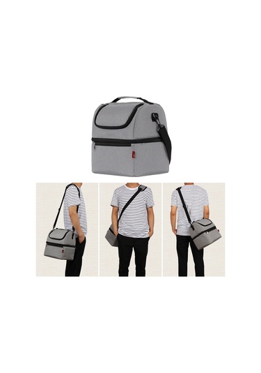 Symbee İki Bölmeli Siyah Soğutma Çantası, Yeme-içeği Ayrımı, Oxford Kumaş Isı Yalıtımı, Piknik-kamp Çantası Siyah