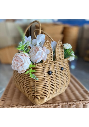 Xiaaokeji Tavşan Paskalya Yumurtası El Dokuma Hediye Piknik Sepeti Meyve Saklama Sepeti Diğer