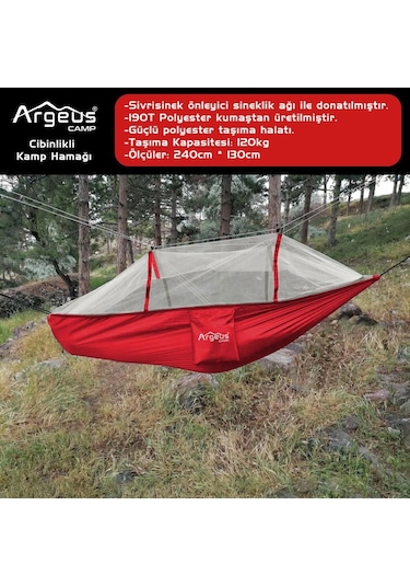 Argeus Cibinlikli Kamp Hamağı Kırmızı