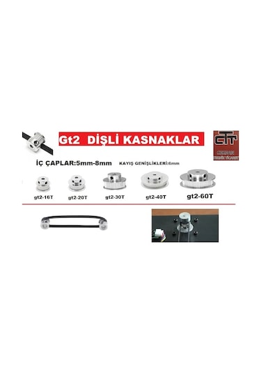 Dişli Alüminyum Gt2 Kasnak 16T-20T-30T-40T-60T