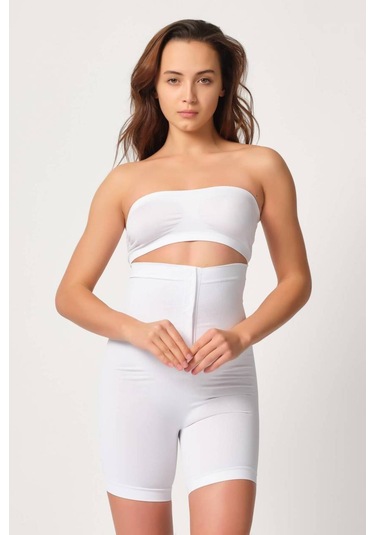 Emay Önden Agraflı Paçalı Boxer Korse 2087 Beyaz