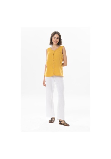 Kolsuz Melis Yazlık Müslin Bluz Hardal Hrd-hardal Hardal