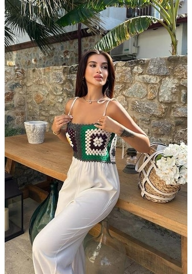 Jasmin Süzüneli Keten Tulum 1280-08 Ekru
