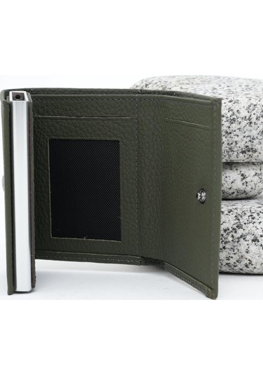 Erkek Mekanizmalı Deri Cüzdan Haki Yeşil 113570