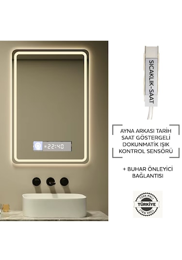 Ayna Arkası Tarıh Saat Göstergelı Dokunmatık Isık Kontrol Sensörü