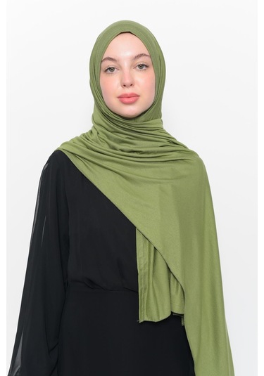 Hazır Pratik Geçmeli Lüks Düz Penye Şal Çapraz Hizalı Fıstık Yeşili