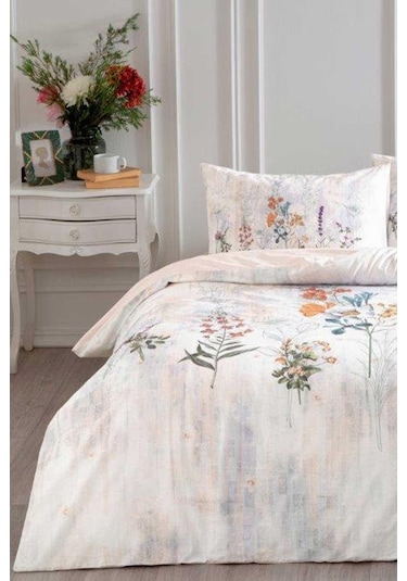 Özdilek Nev Floraison Nevresim Takımı Çift Kişilik Somon - Lastiksiz Somon