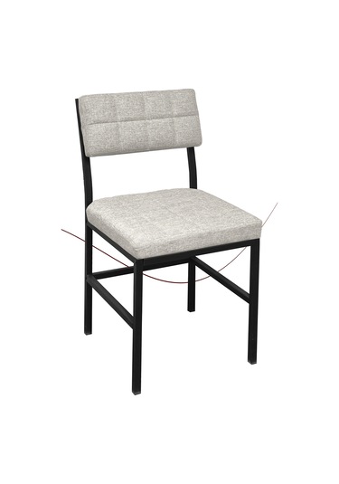 Nemeron İkon Mutfak Sandalyesi Keten Kumaş Metal Sandalye Silinebilir Kafe Salon Sandalyesi - Krem Krem