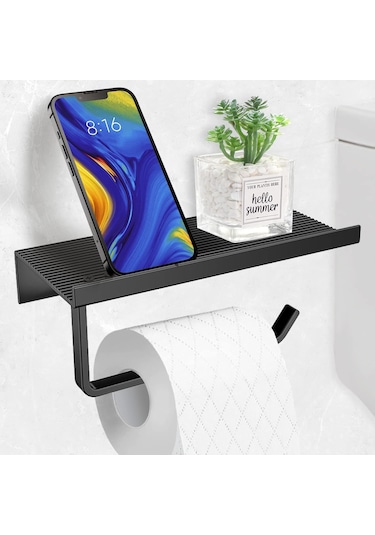 Microcase Duvara Monte Yapışkanlı Tuvalet Kağıdı Askılığı Ve Telefon Tutucu Al5707 Siyah