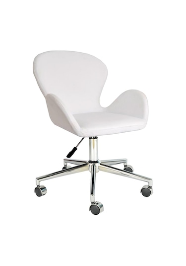Mobilyakeyfi Bürocci Roberta Metal Ayaklı Çalışma Koltuğu-Beyaz Deri-2069A0109