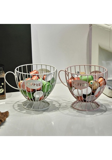 Suntek Kahve Kapsül Düzenleyici Depolama Sepeti Ekran Ev Dekoru Pembe