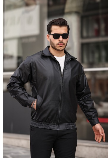 Mero Life Streetwear Siyah Oversize Rahat Kesim Deri Ceket Siyah