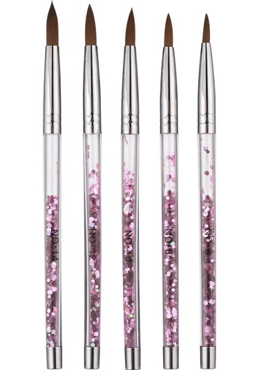 Hfambition 5'li Oje Fırçası Seti - 3d Çiçek, Akrilik Tırnak Ve Boyama İşlemleri İçin Nyon Fiber Fırçalar